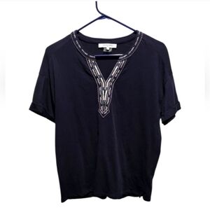 Gerard Darel Navy Blue embroidered top
